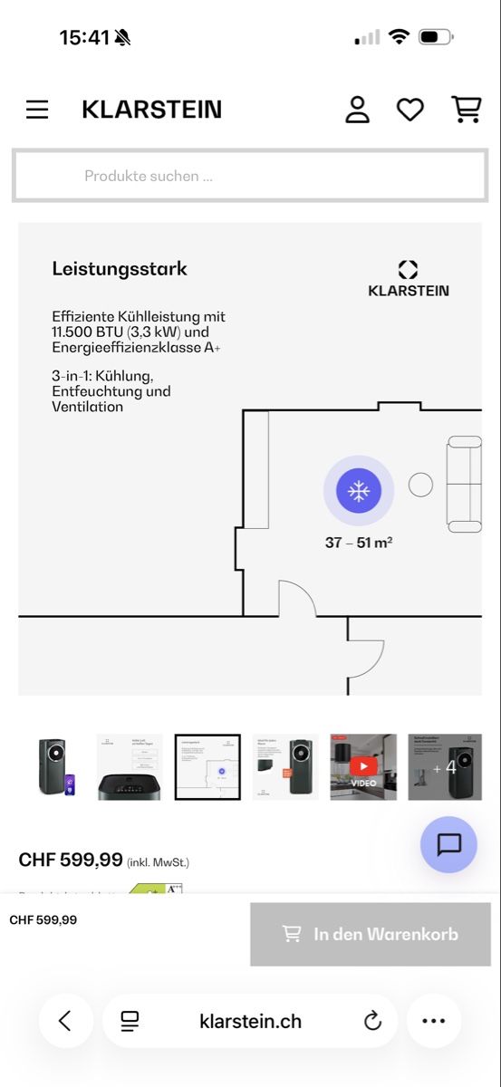 Condizionatori: Klimaanlage Anthrazit KLARSTEIN 11500 BTU – Usato da Au SG venduto da Houseofkeichousaurus 3