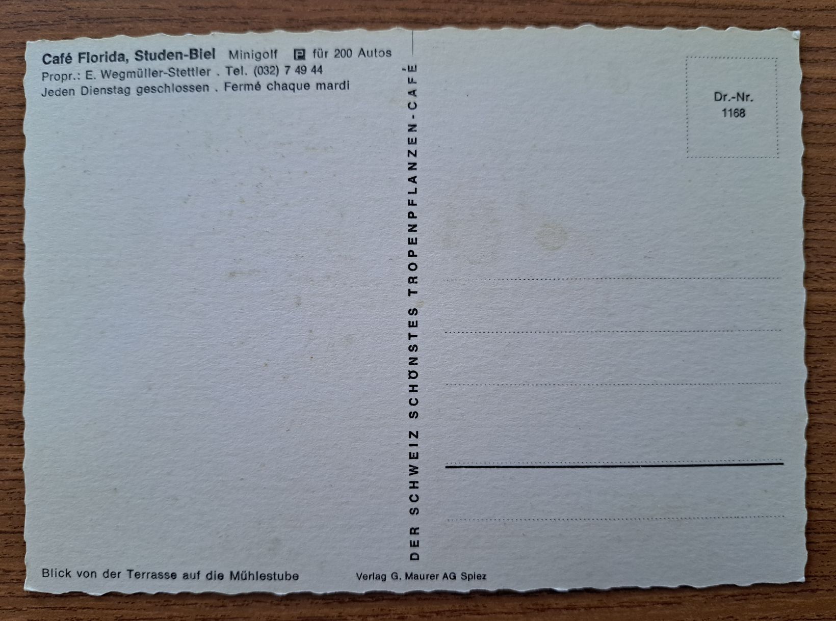 Cartoline postali: "Café Florida" Studen- Biel, carte postale vintage – Usato da Hauterive NE venduto da ali_vintage 1