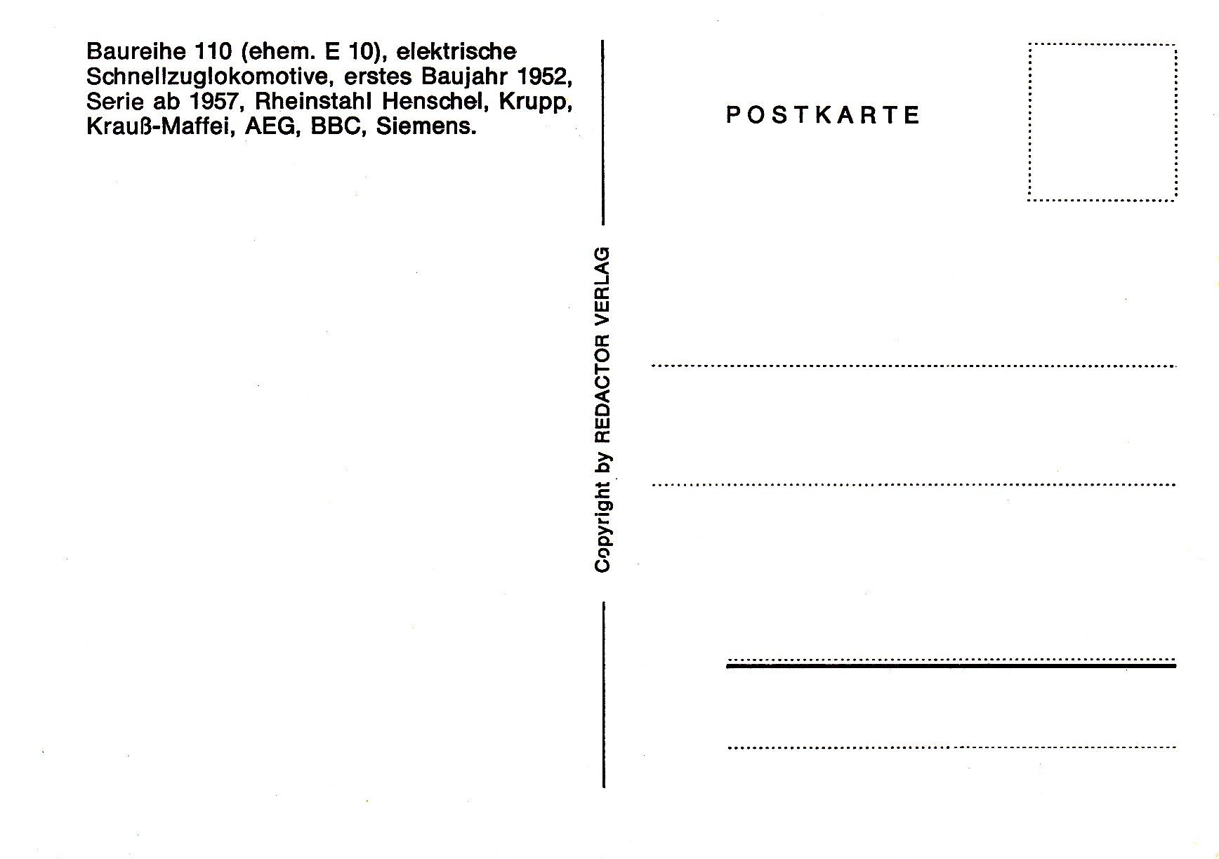 Ansichtskarten: Deutschland DB Deutsche Bundesbahn E10  110 444 – Gebraucht aus Luzern von Pinot88 1