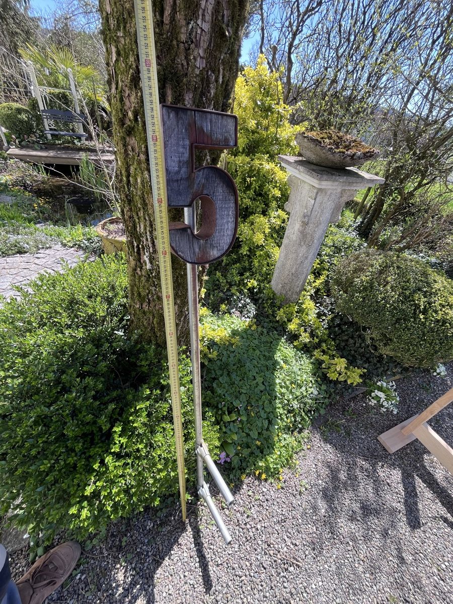 Insegne: Hausnummer 5 Eichenholz / Stahl – Usato da Aarau Rohr venduto da frey85 6