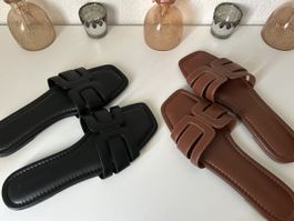 Slipper von Chicoree, Grösse 40, cognac und schwarz, NEU