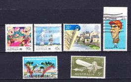 lot 6 timbres AUSTRALIE - années 1960-70 - Obl.