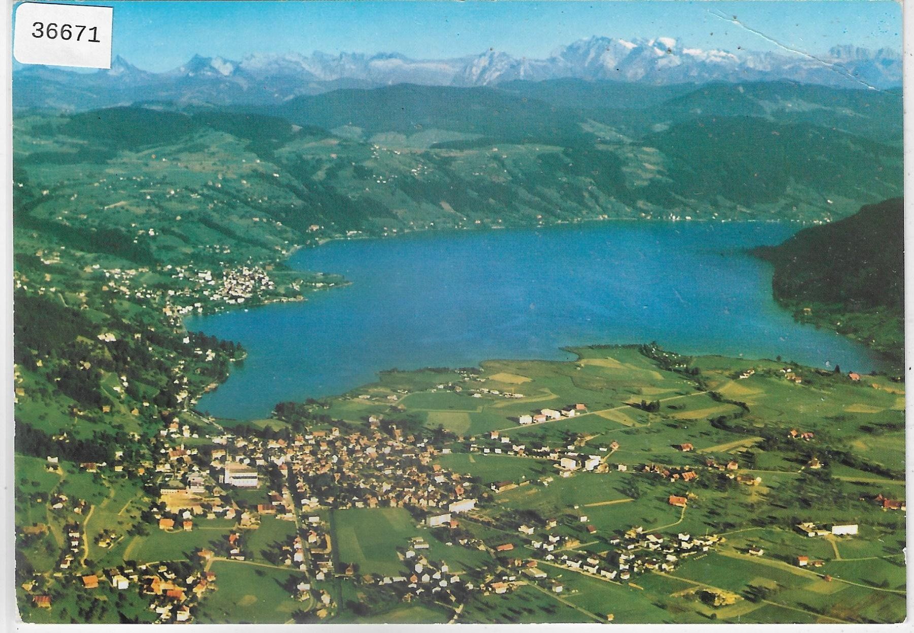 Cartoline postali: Flugaufnahme Aegeri mit See – Usato da Ettingen venduto da Kartenplanet