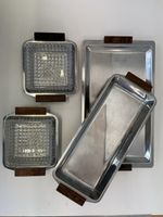 Tablett Set Metall Glas Retro