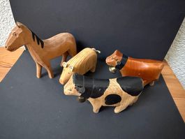 Antike Holz Spielzeug Tiere