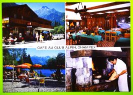 CAFÉ AU CLUB ALPIN, CHAMPEX - ALTE ANSICHTSKARTE 1938