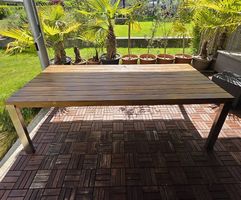 Moderner XL Gartentisch Holz/Edelstahl 220x90cm (Coop Do It)