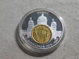 Medaille mit Silberfranken 1967 (vergoldet) Bundeshaus Bern