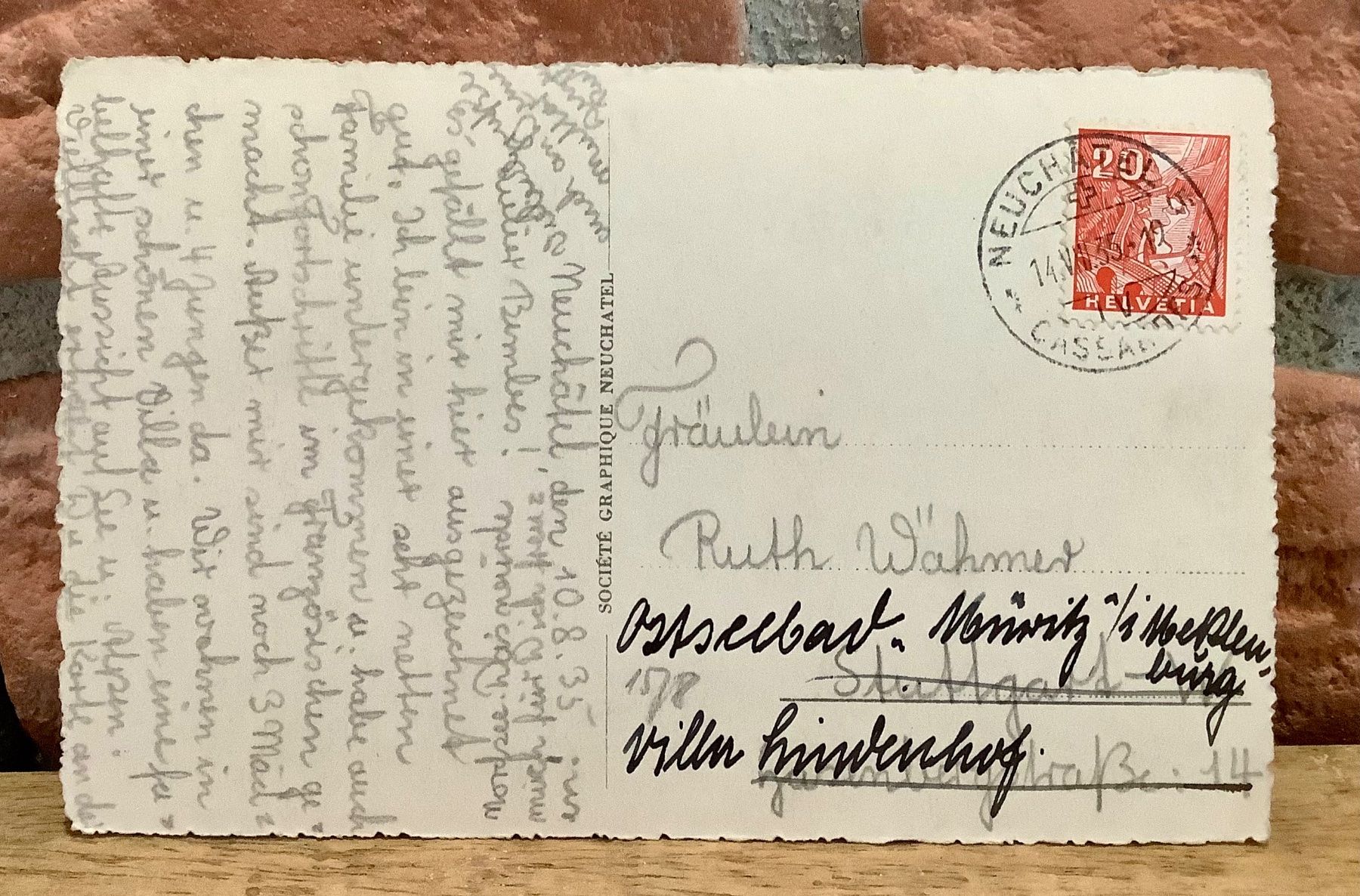 Cartoline postali: 1935 - NEUCHÂTEL et les Alpes – Usato da Root venduto da ENGLAND-TREASURES 2