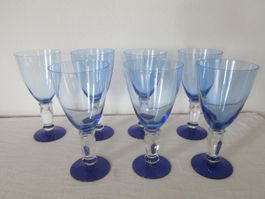 7 blaue Wassergläser,   Top Zustand
