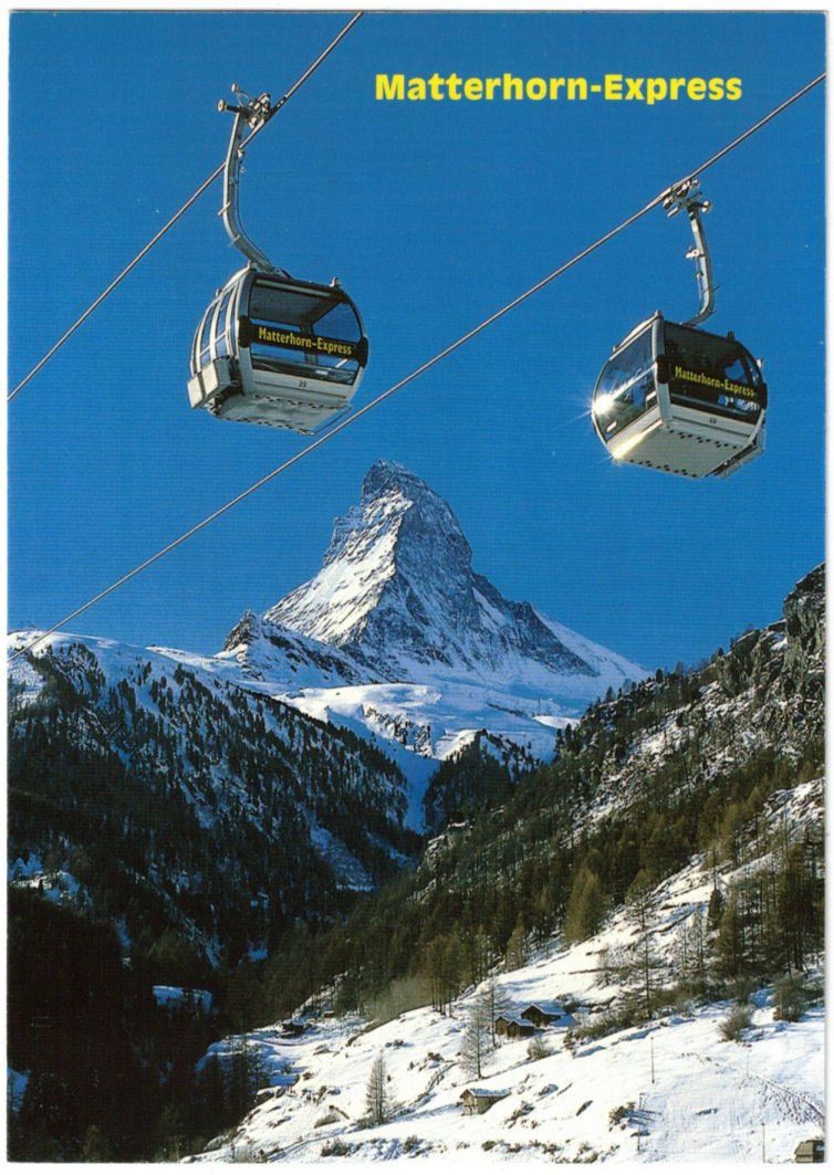 Cartoline postali: Zermatt - Gondelbahn Matterhorn Express – Usato da Binningen venduto da Mountainrider