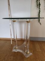 70er/80er Salontisch Glas & Lucite Plexiglas Gold Look 