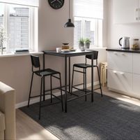 Bartisch 67x67cm mit 2 Barhockern, schwarz, neuwertig