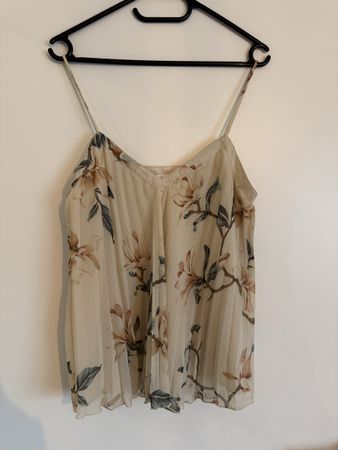 Caraco plissé à motif floral, beige, taille unique