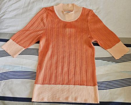 Pull MANGO «XS» côtelé orange et rose clair