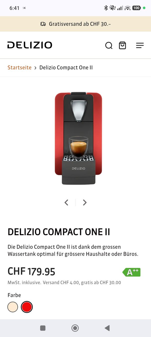 Delizio Macchine per caffè & Macchine per espresso: Delicio Compact One II Kapselmaschiene – Usato da Egerkingen venduto da Hinkepunk