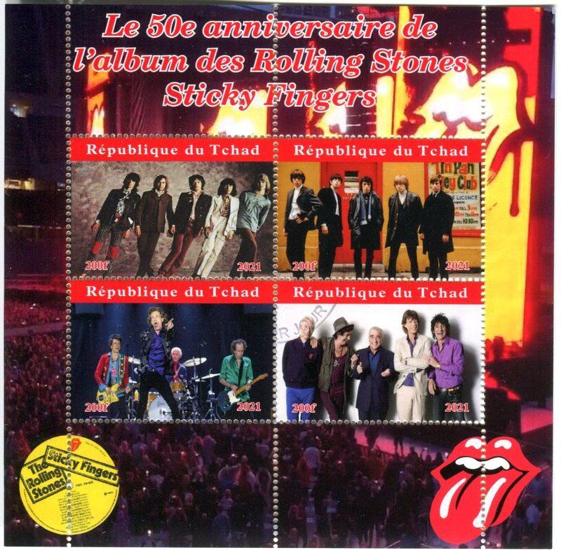 Tutti i francobolli: Block "The Rolling Stones". Tschad – Nuovo e nell'imballaggio originale da Basel venduto da Butsch5