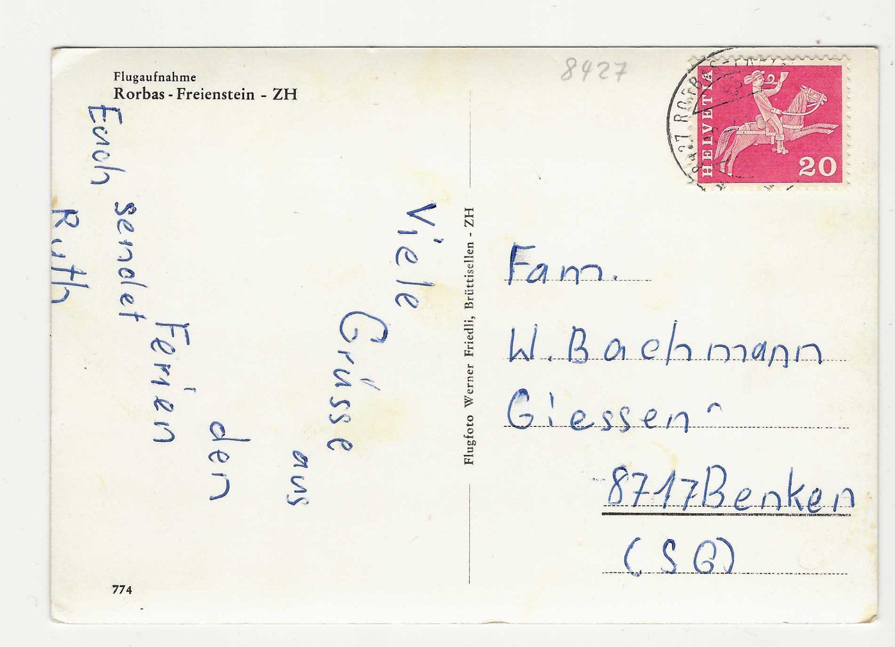 Cartoline postali: RORBAS - FREIENSTEIN / ZH     FLUGAUFNAHME – Usato da Küttigen venduto da rolypo 1