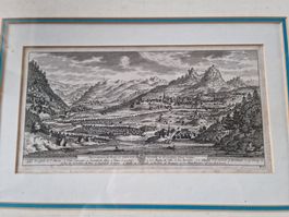Schwyz  Rickenbach Kupferstich ORIGINAL sauber unter Glas