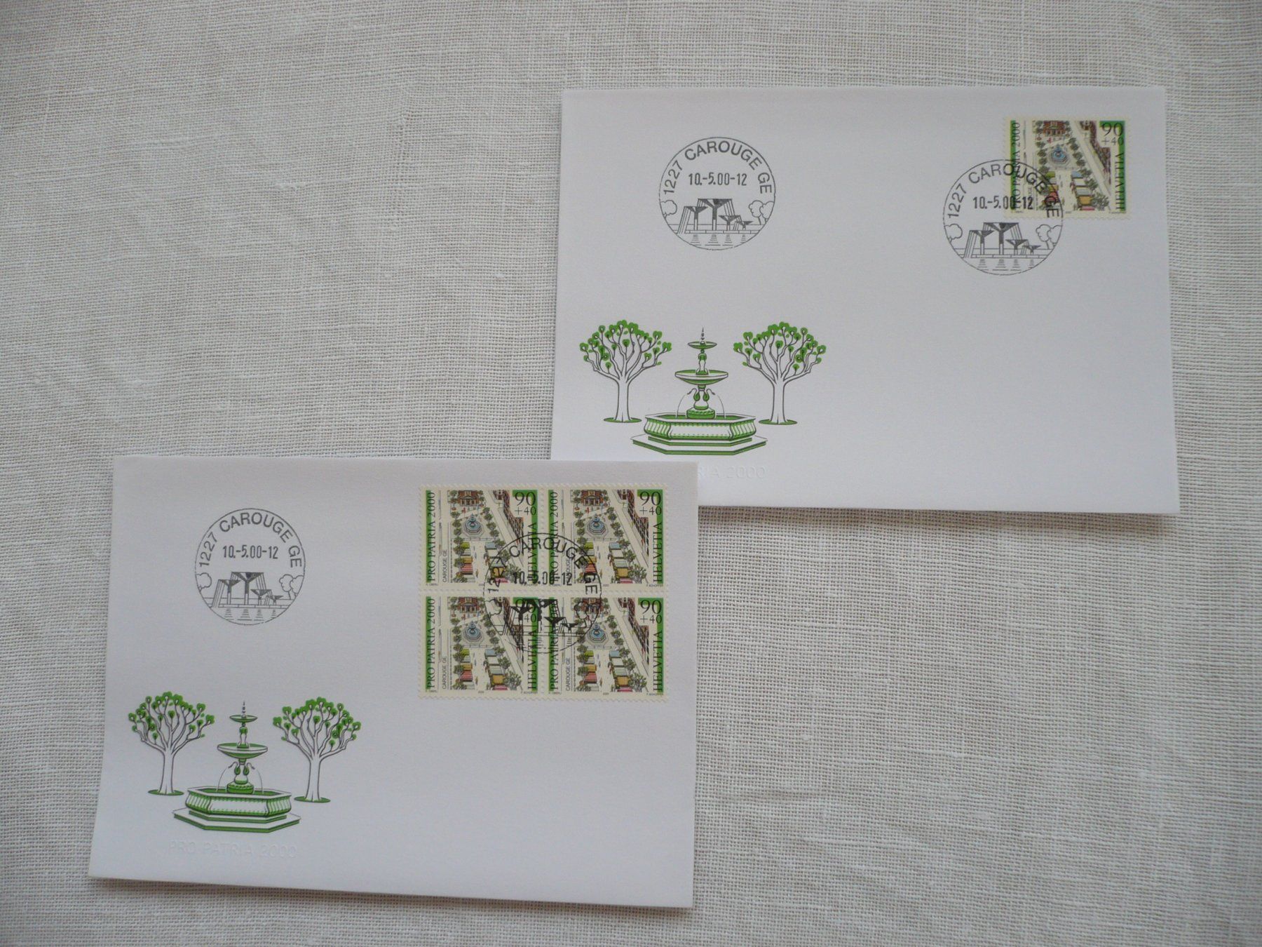 Tutti i francobolli: Pro Patria 2000 2 FDC SBK B271 4er-Bl.&Einzel, gest. Carouge – Usato da Zürich venduto da saltandpepper008