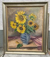 Gemälde: Sonnenblumen in Vase, signiert O.W.W. Müller, 1941