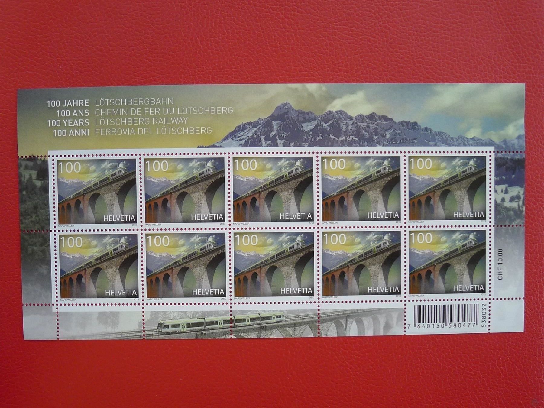 Tutti i francobolli: 2013: Nr.1452, im Kleinbogen ** postfrisch Bahn, Kat: 40.-+ – Usato da Sursee venduto da Luzernerraute