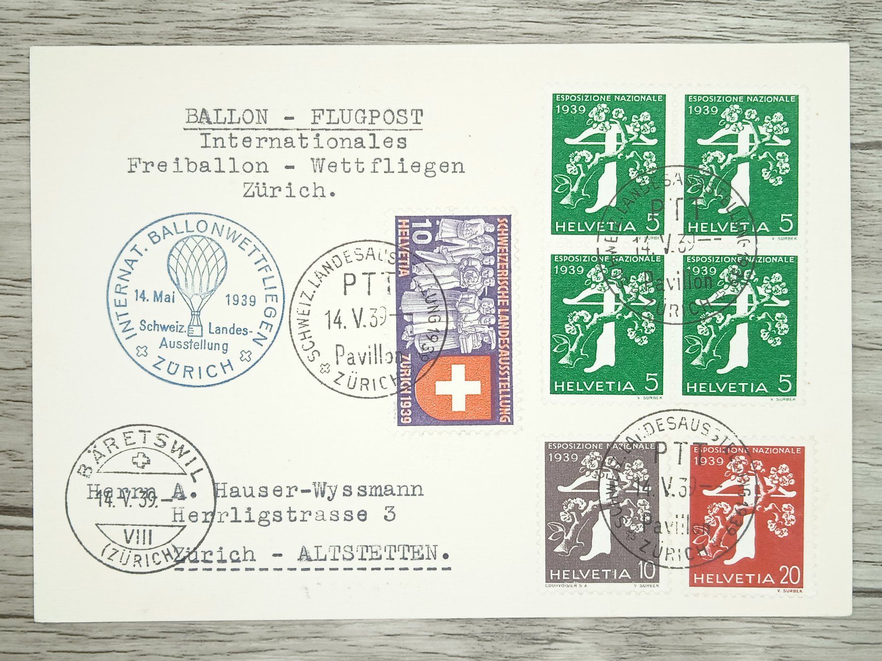 Tutti i francobolli: TR06 Carte Postale + Timbre Suisse 1939 – Usato da Cousset venduto da Patrick_Collections
