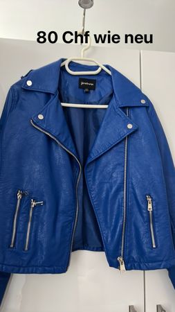 Blaue Leder Imitat Jacke von Stradivarius  Gr.M wie neu!