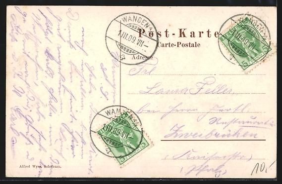 Cartoline postali: Wangen a. A., General-Ansicht aus der Vo – Usato da Berlin venduto da bartko-reher 1