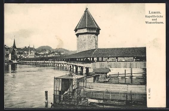 Cartes postales: AK Luzern, Kapellbrücke und Wasserturm – D'occasion à Berlin par bartko-reher