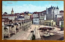 Lausanne - Le Grand-Pont & Quartier du Flon . Animée.