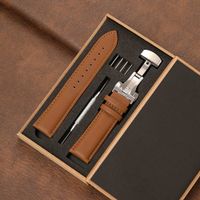 Uhrenarmband Leder schwarz 18 mm Kit / Bracelet montre
