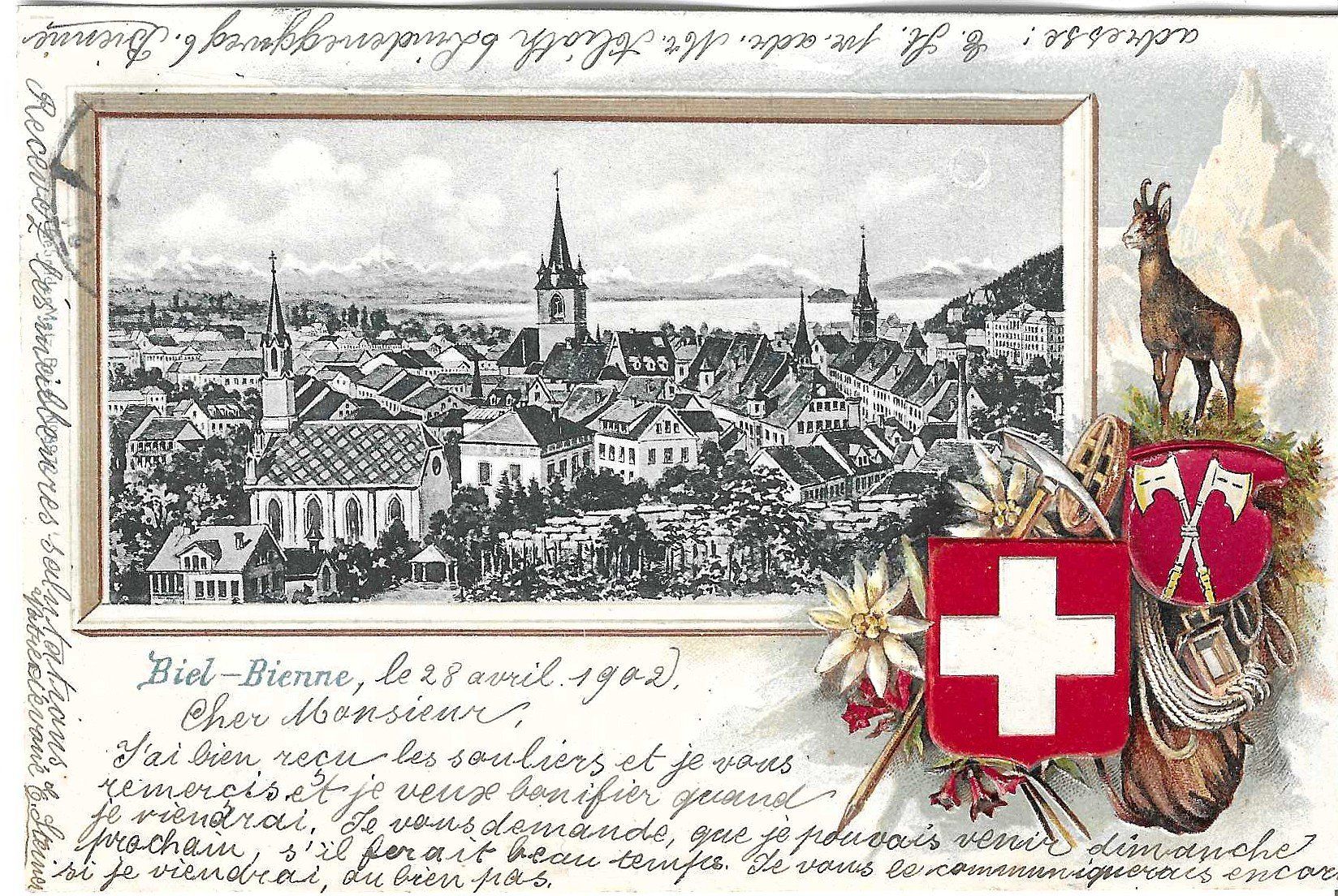Ansichtskarten: Biel-Bienne - Vue générale – Gebraucht aus Savagnier von Ne2065