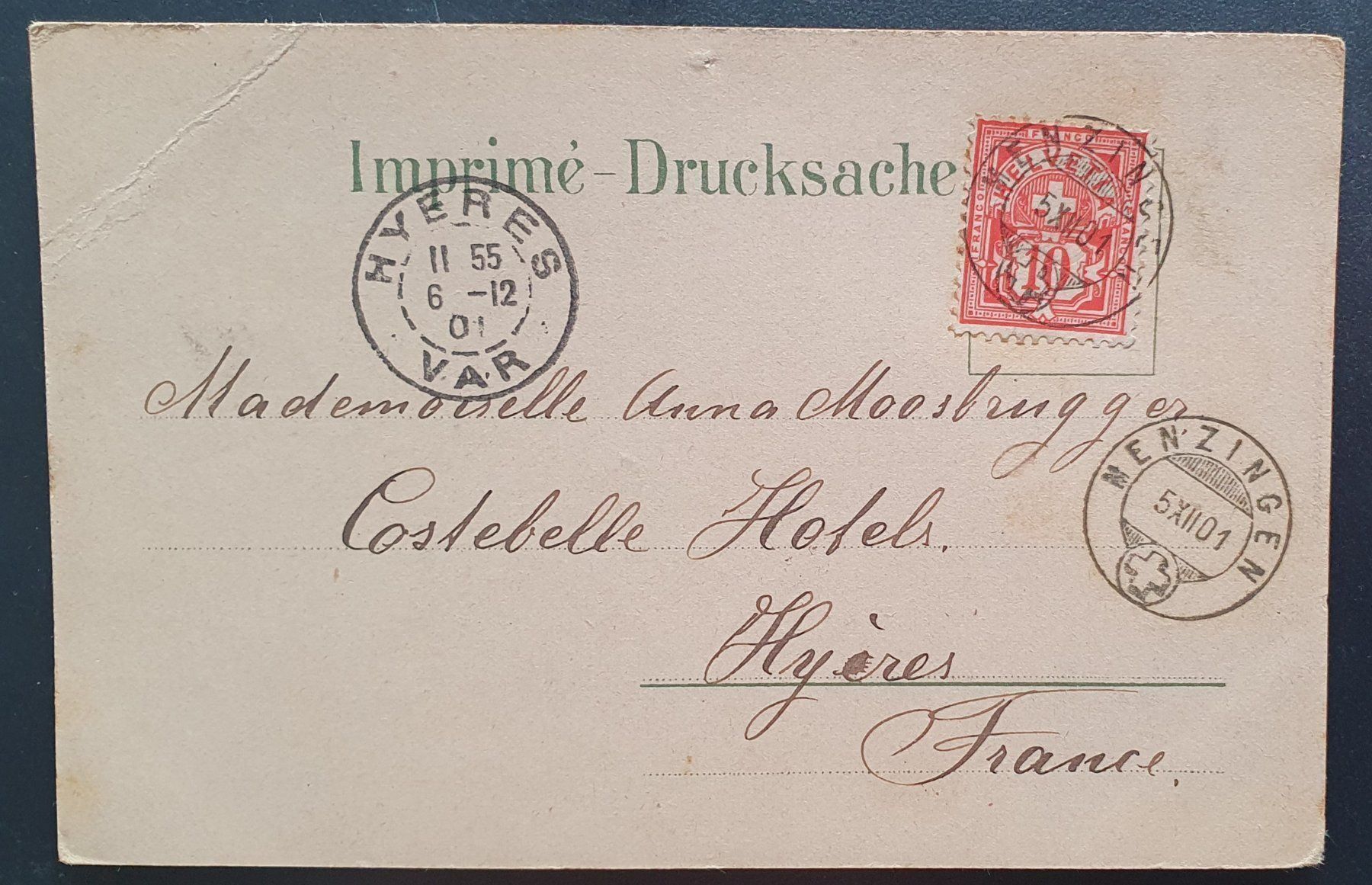 Cartoline postali: Menzingen 1901 – Usato da Kreuzlingen venduto da Rschweiz1 1
