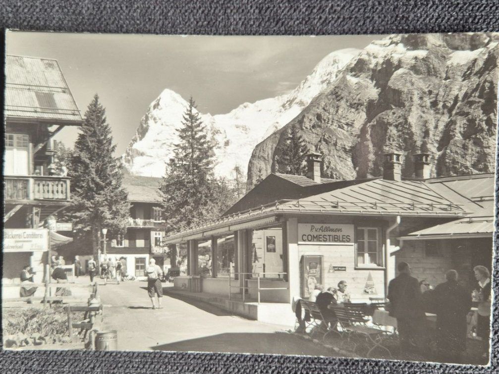 Cartoline postali: Ansichtskarte Mürren Dorfpartie Eiger Mönch ca.1950er – Usato da Horw venduto da mi.ba