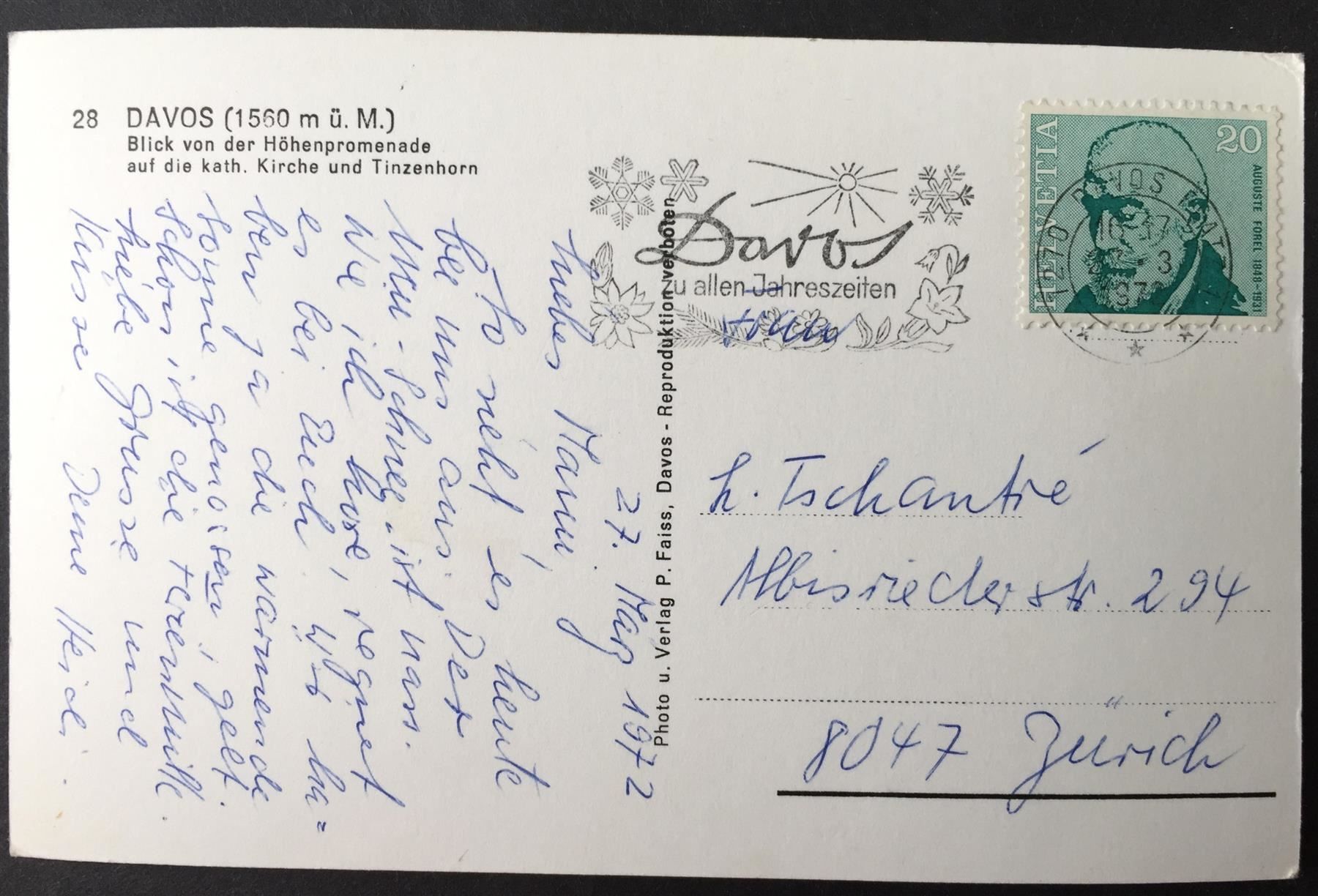 Cartes postales: DAVOS Blick von der Höhenpromenade – D'occasion à Jona par philajona 1