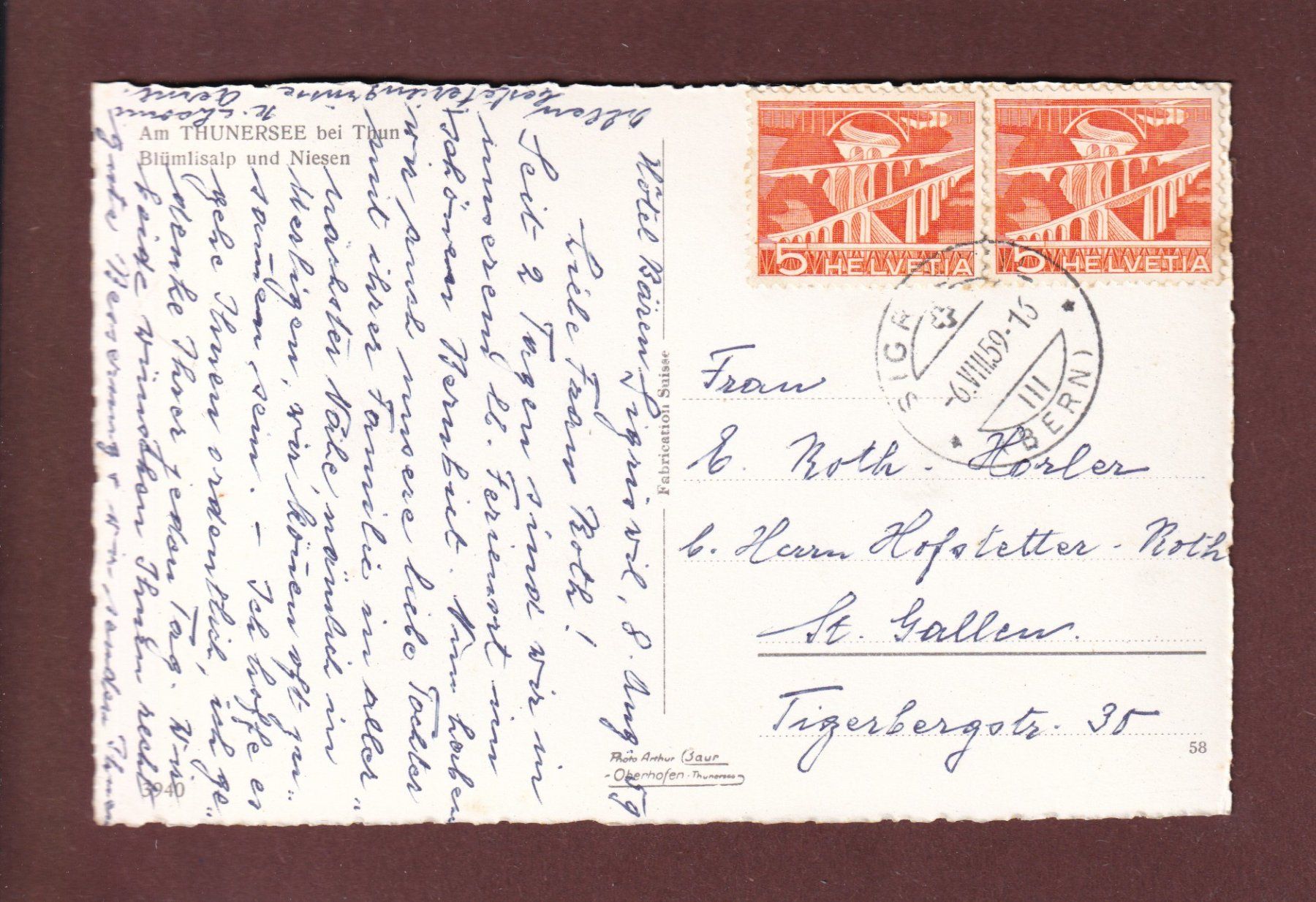 Cartoline postali: Am THUNERSEE - Schwanen - 1959 – Usato da Pully venduto da nicecards 1