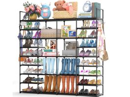Grosse Metall Schuhregal mit 9 Ebenen, Schuhablage schwarz