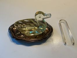 Antike Zuckerente aus Silber, geschliffenem Glas und Plastik
