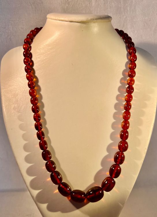 Collier Vintage En Ambre Naturel Fabriqué En Italie - Longueur 56 Cm, Poids 19.25g, Occasion