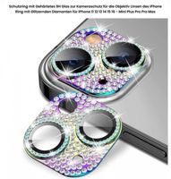 Panzerglas Glitzer Kameraschutz Multicolor für iPhone 15