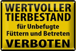 Blechschild-WERTVOLLER TIERBESTAND