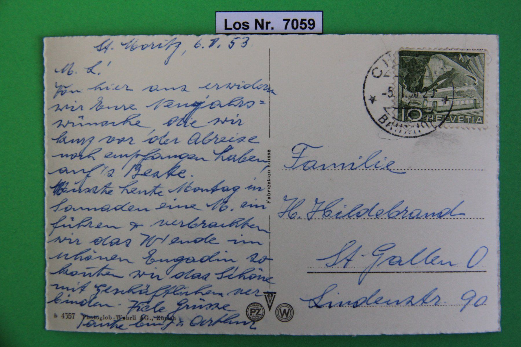 Cartoline postali: CH Ansichtskarte St. Moritz 50iger Jahre            Los 7059 – Usato da Volken venduto da jukon65 1
