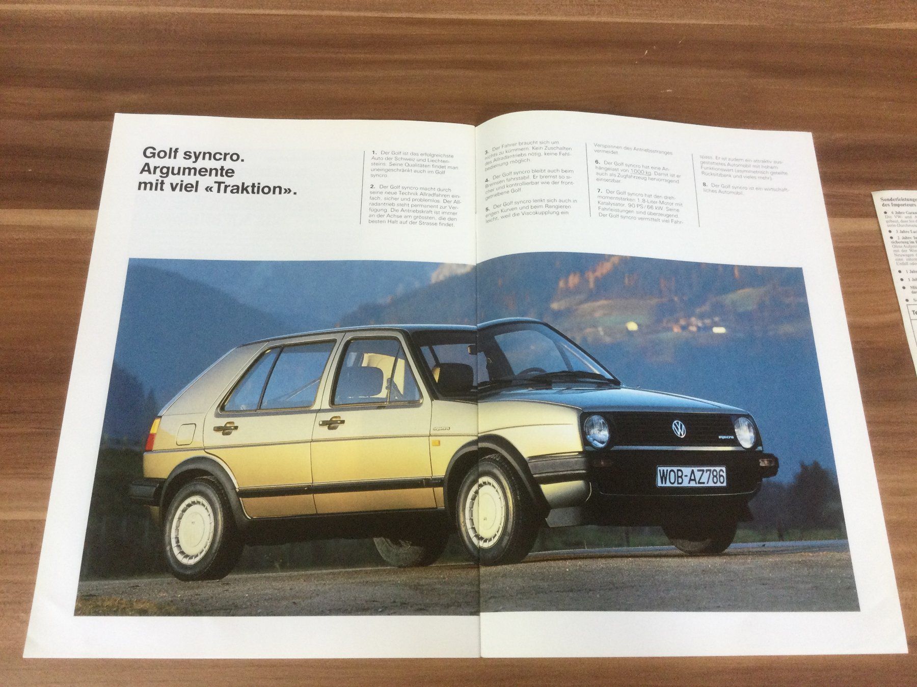 VW Documenti: Gebrauchtes VW Golf Syncro Prospekt Allrad – Usato da Wangen SZ venduto da kuriosum12 5
