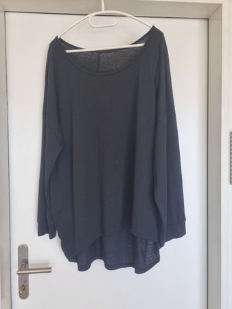 Damen Langarmshirt schwarz locker geschnitten Gr 3XL