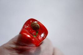 Vintage Space-Age - Ring mit Muschel, Seestern, Seeigel, usw