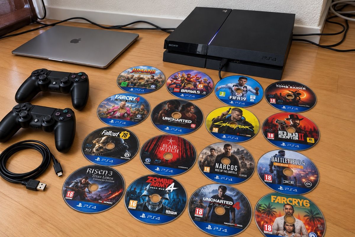 Sony Console: PlayStation 4 + 2 Controller inkl. alle Kabel – Usato da Langenthal venduto da kra_sn68