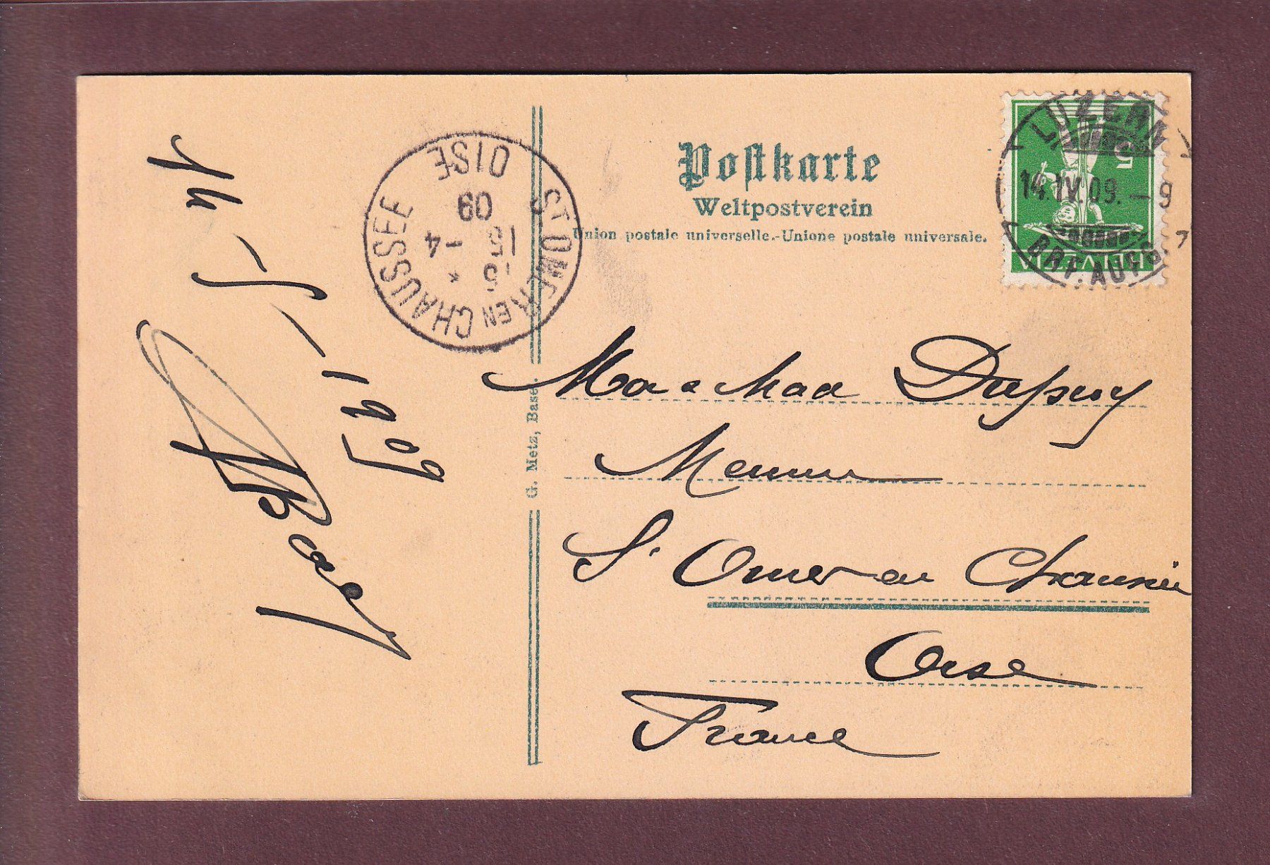 Cartoline postali: SCHAFFHAUSEN - Bahnhofstrasse - Tram - 1909 – Usato da Pully venduto da nicecards 1