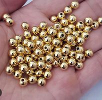 50 Vergoldet Silber Kugeln Zwischenteile 3 mm, Bohrung 1 mm,