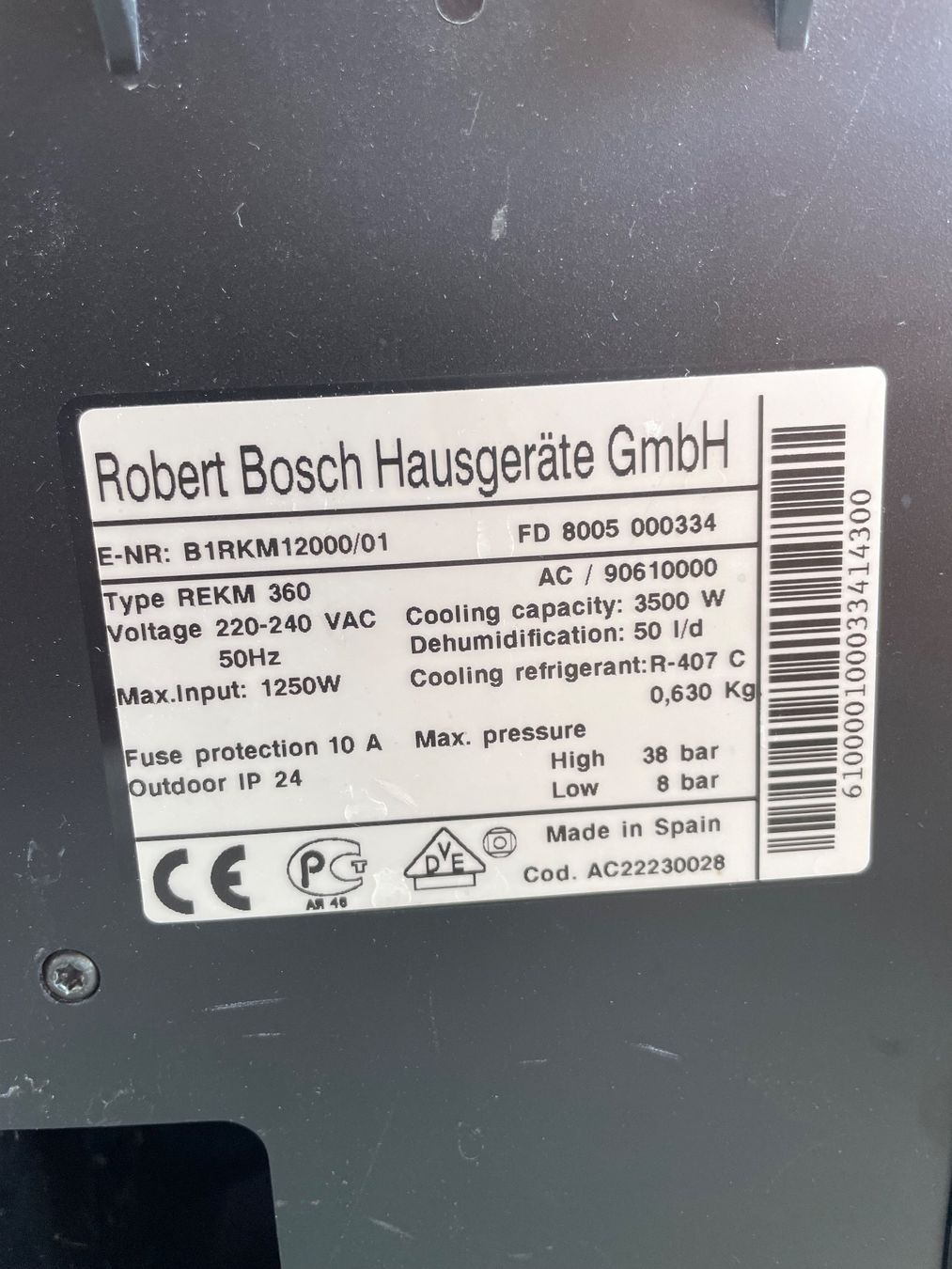 Bosch Condizionatori: Mobile Split Klimaanlage 12‘000 BTU – Difettoso da Inwil venduto da Dave_4 1